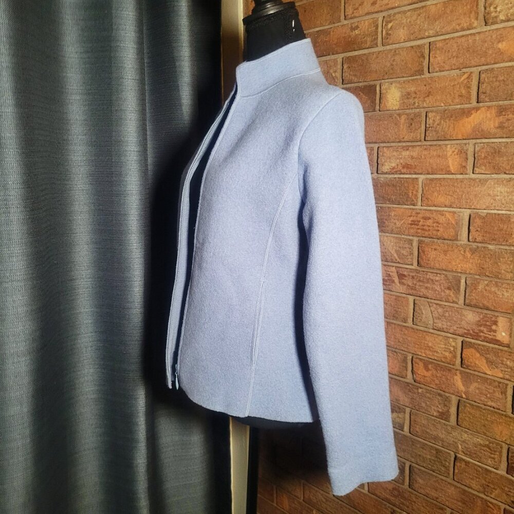 Eileen Fisher Boiled Wool Zip Collared Petite Jacket Boxy Blue - Size PS - Picture 6 of 12